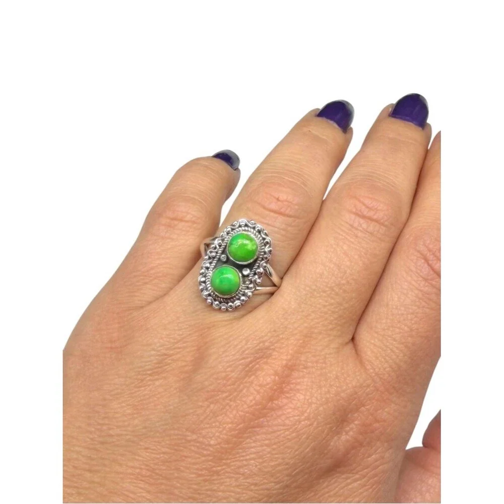 Arizona Green Mohave Turquoise Ring Size 8.5 Solid 925 Sterling Silver